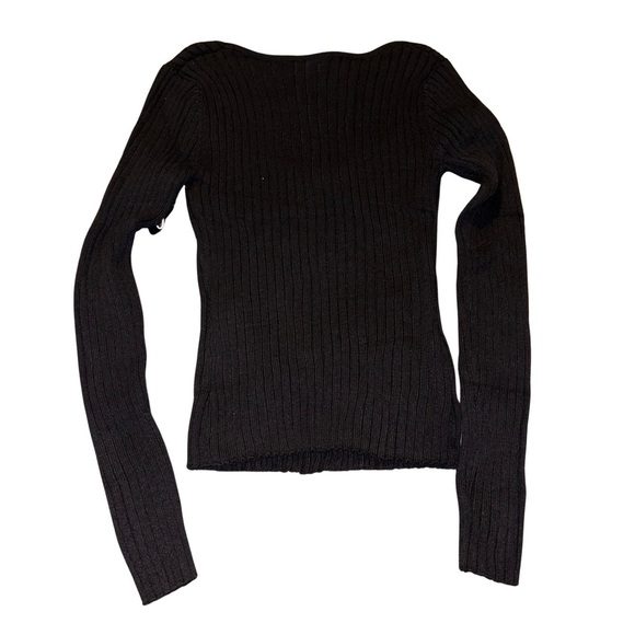 Jolie & Joy Flattering Black V-Neck Ribbed Sweater NWT - Picture 3 of 5